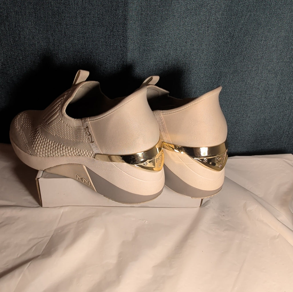 Skechers Mark Nason Slip Ins Wedge Crescent Taupe Knit Sneaker