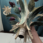 Vintage Floral Chandelier 6-Arm | Purple Tulips MCM | Hollywood | Tested