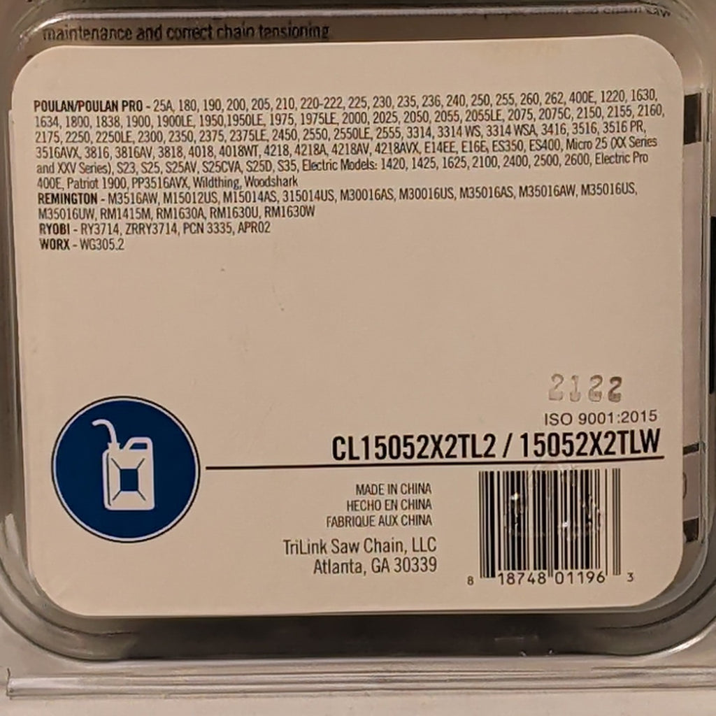NEW TriLink S52 14" Replacement Saw Chain 2-Pack | 52 Drive Links .050" Gauge