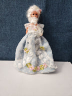 Vintage 5.5" Costume Doll | Blue Polka Dot Rococo Dress | Hard Plastic Souvenir