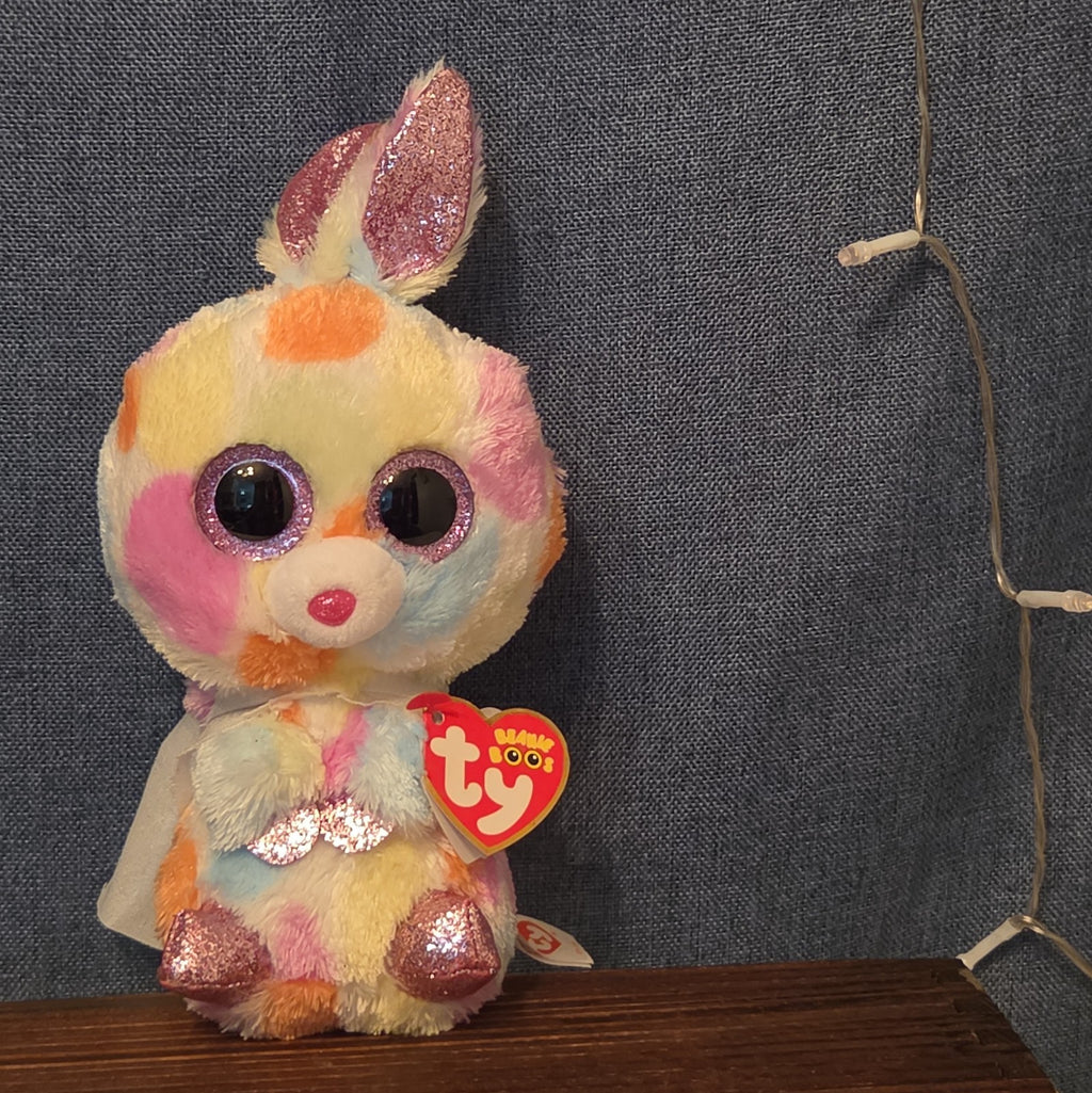 Ty Beanie Boos Bloomy Pastel Bunny Plush 6" Glitter Eyes Easter Bunny