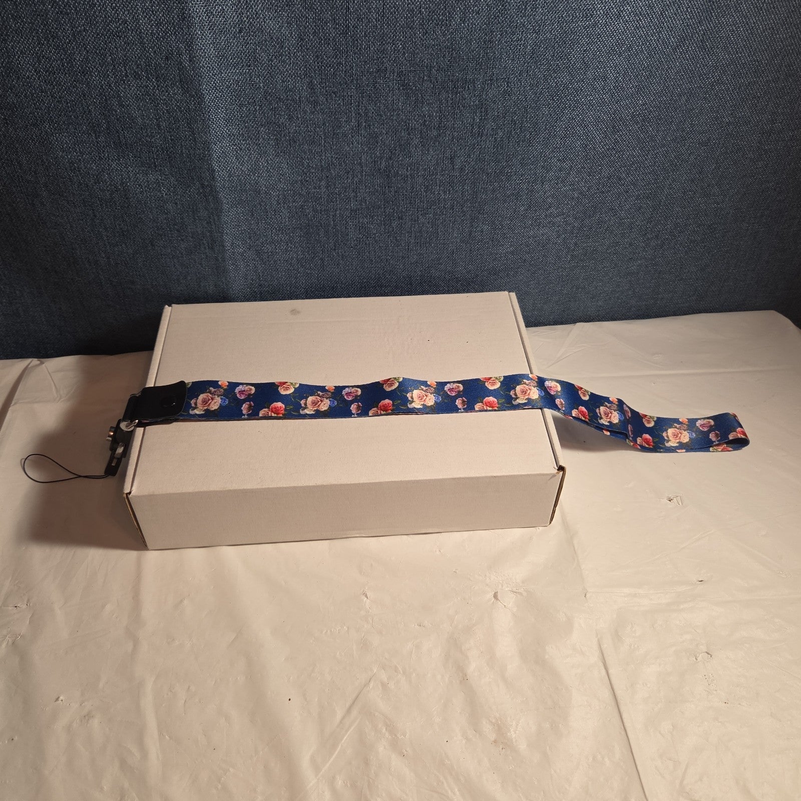 Blue Floral Phone Lanyard Quick Release Detachable Strap Loop