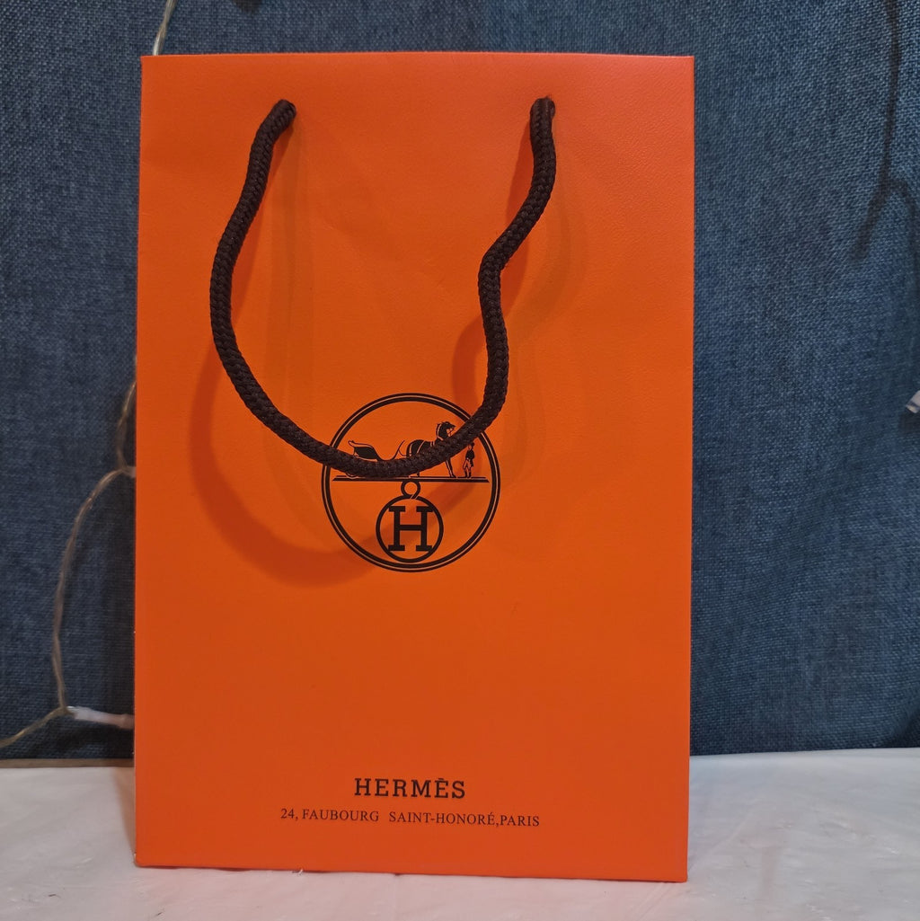 Hermes Small Orange Shopping Bag Authentic Paper Gift Tote Luxury Decor