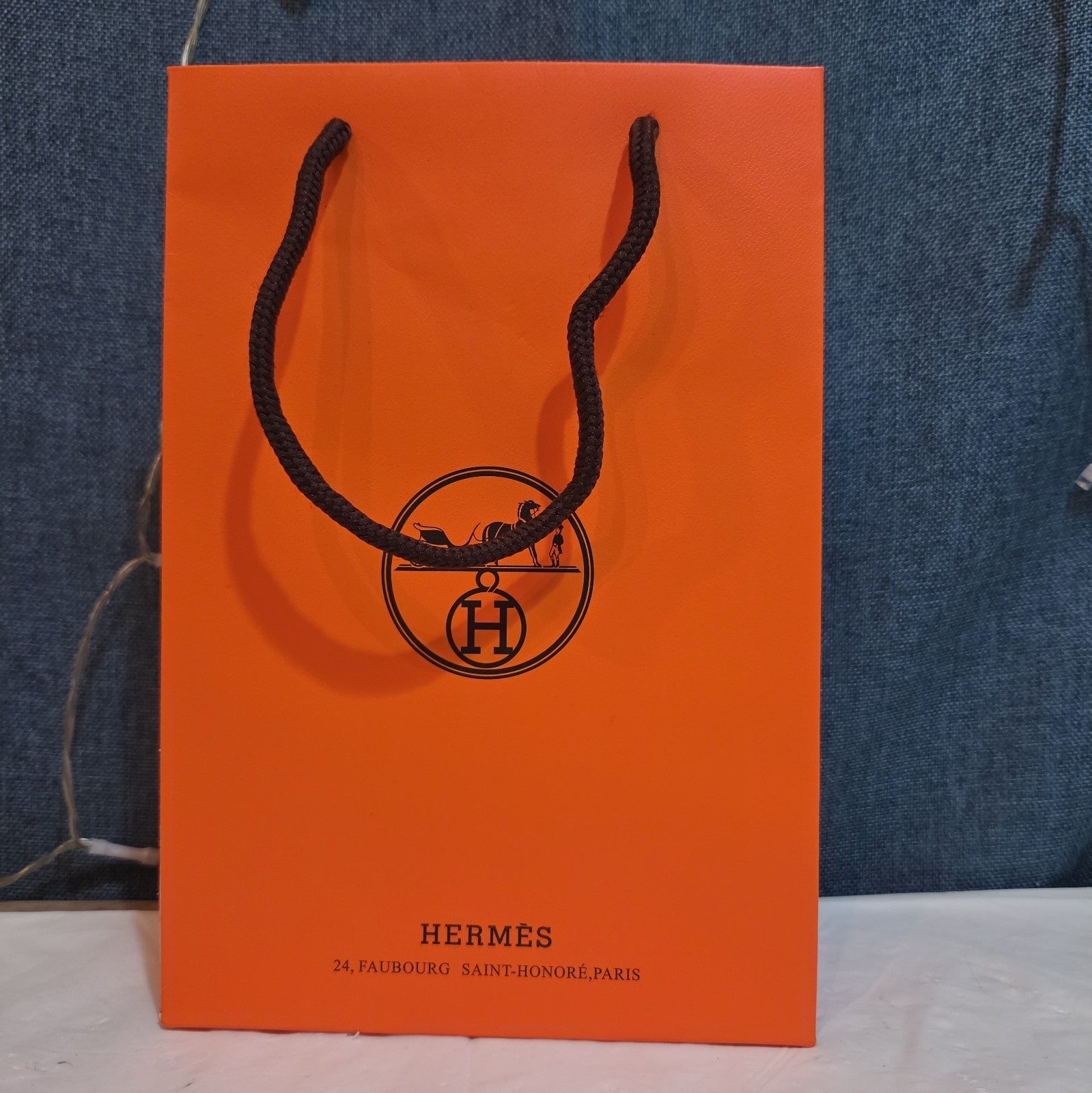 Hermes Small Orange Shopping Bag Authentic Paper Gift Tote Luxury Decor