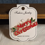 Merry Christmas Brooch Red Enamel Rhinestone Holiday Pin NWT
