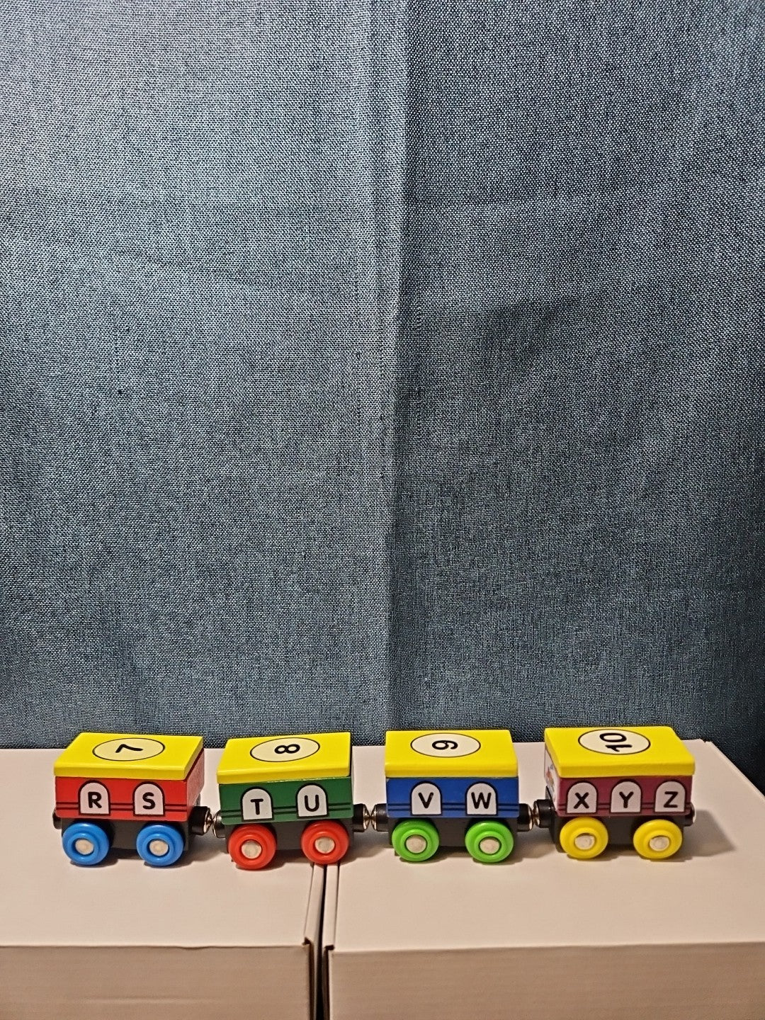 Wooden Magnetic Train Set 13 pc | Alphabet Letters A-Z & Numbers 0-10