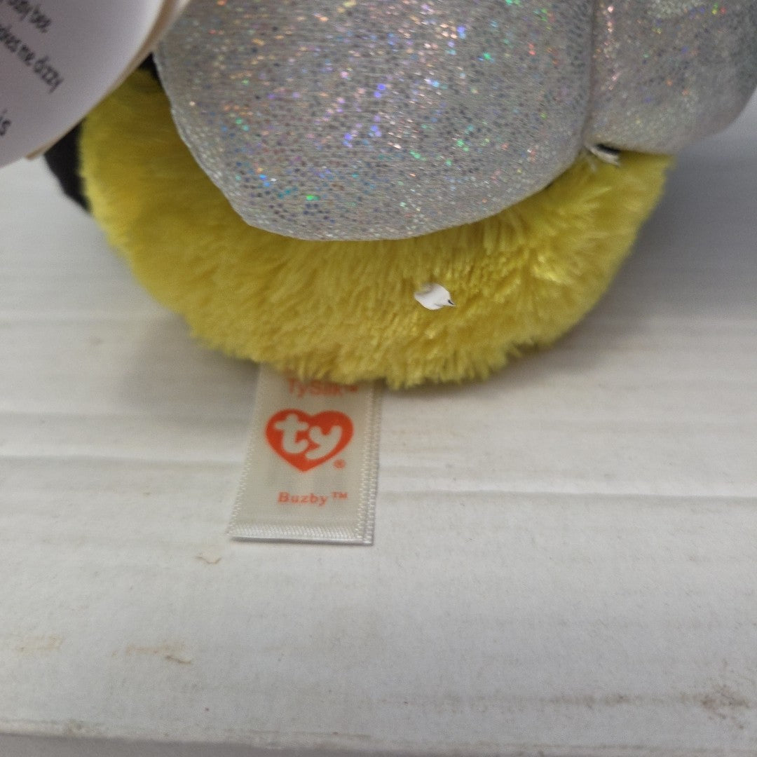 Ty Beanie Boos Buzby the Bee 6" Plush Gold Glitter Eyes Retired 2014 MWMT 36150