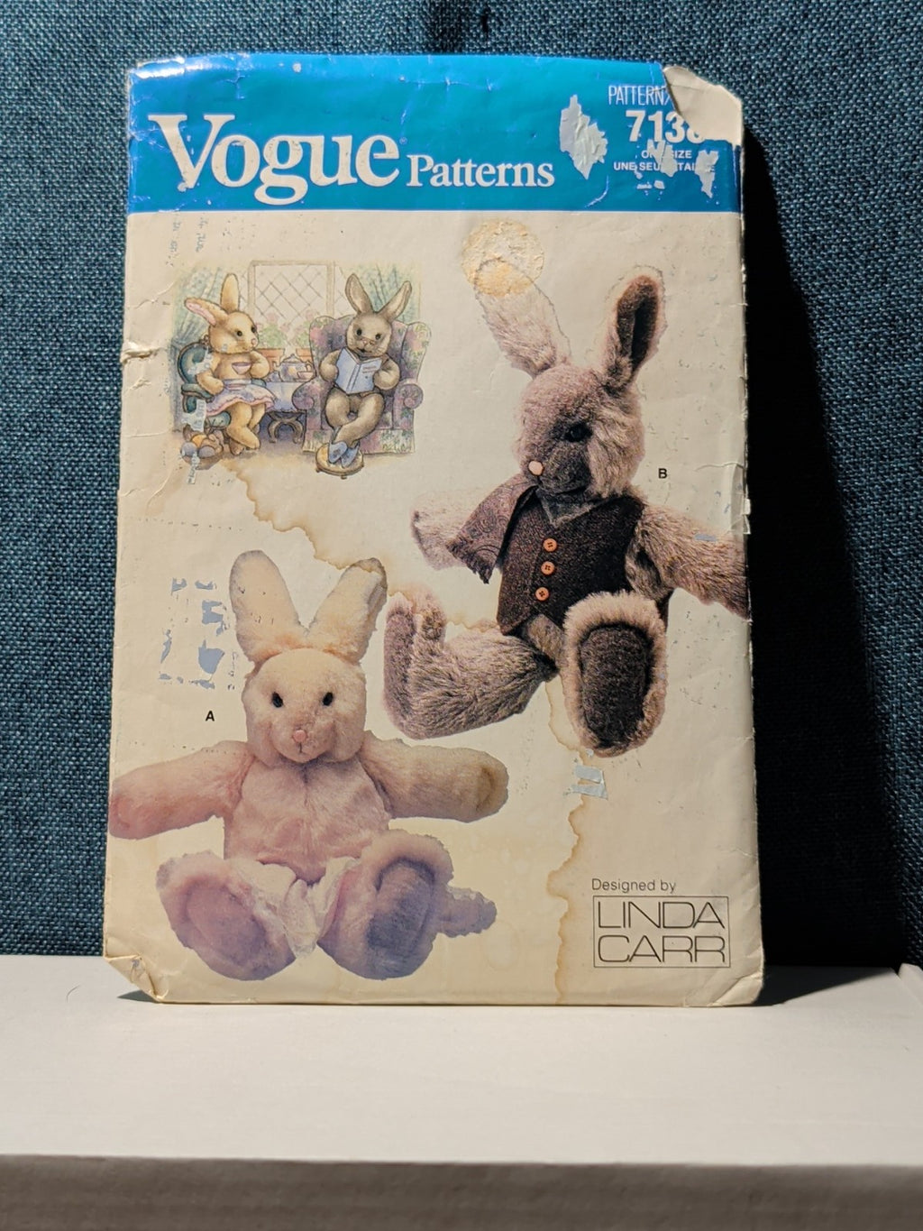 Vogue 7138 Linda Carr Country Rabbit Bunny Pattern 1988 Stuffed Animal UNCUT
