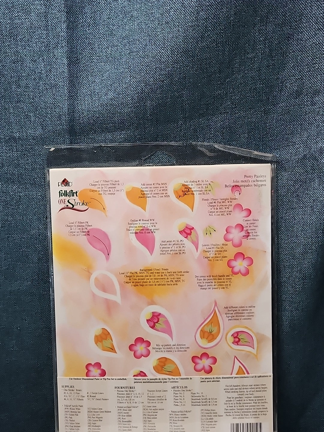Set of 3 FolkArt One Stroke Painting Worksheet Packs | Flowers #4219 | Reusable