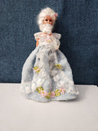 Vintage 5.5" Costume Doll | Blue Polka Dot Rococo Dress | Hard Plastic Souvenir