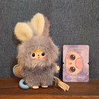 Baby Three Super Mini Bunny Letter S Gray Plush Bag Charm Pendant
