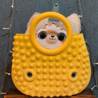 Large Yellow Pop Fidget Toy Silicone Handbag Tote Blue Eyes Kidcore