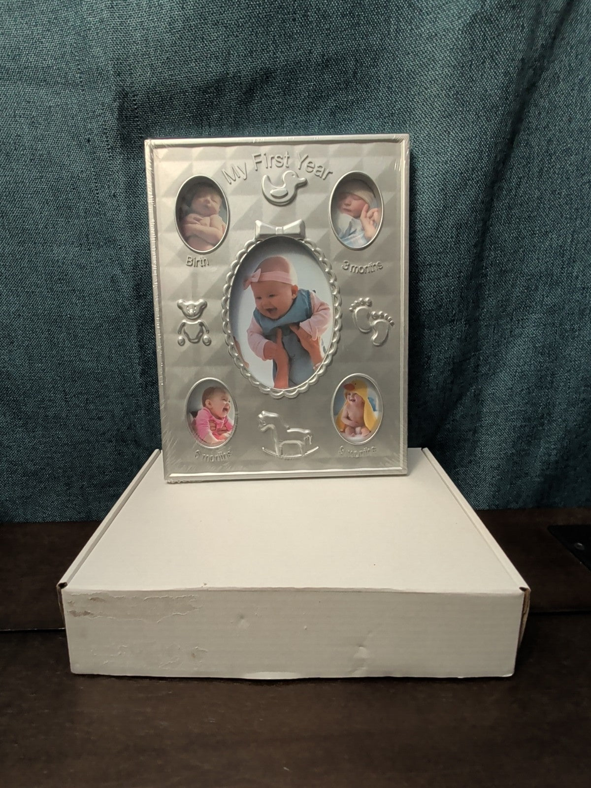 Special Moments "My First Year" Baby Photo Frame | Silver Tone Metal Collage |