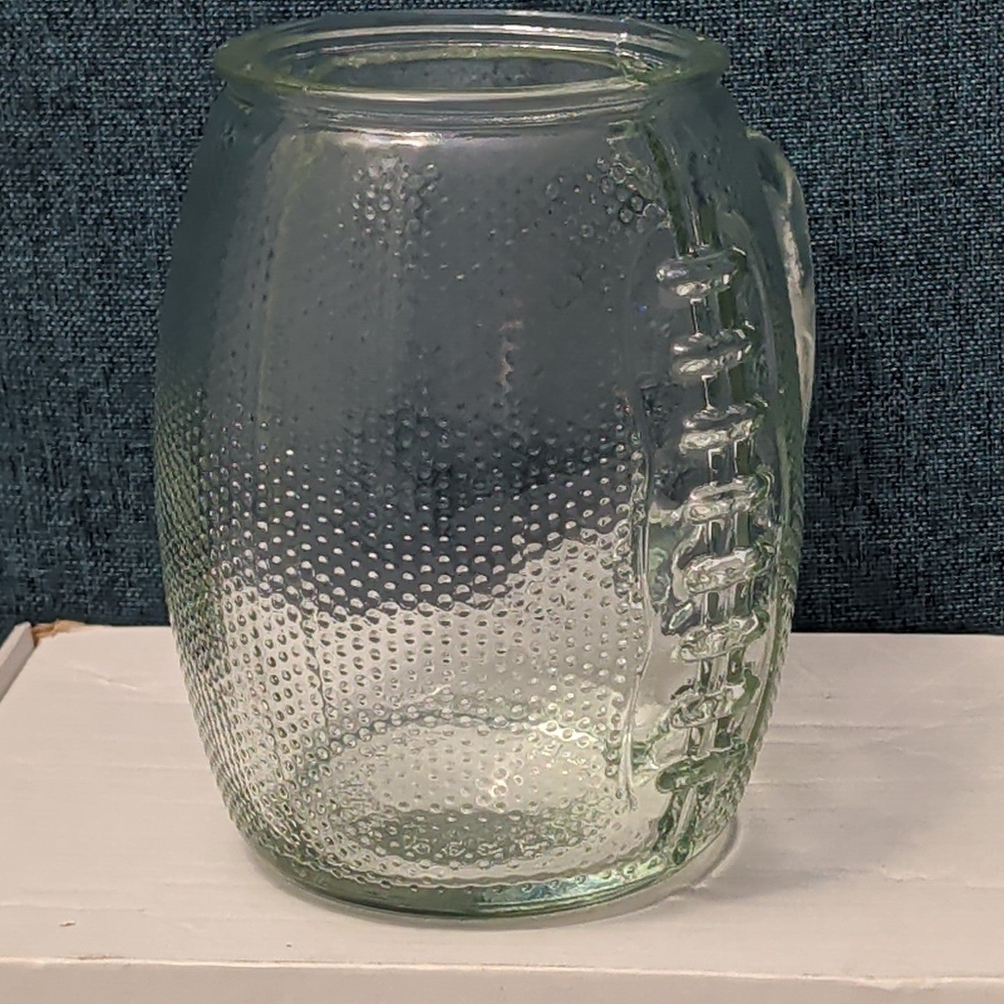 Home Essentials FOOTBALL Glass Mug XL 36 oz Textured Pigskin Beer Stein Gameday