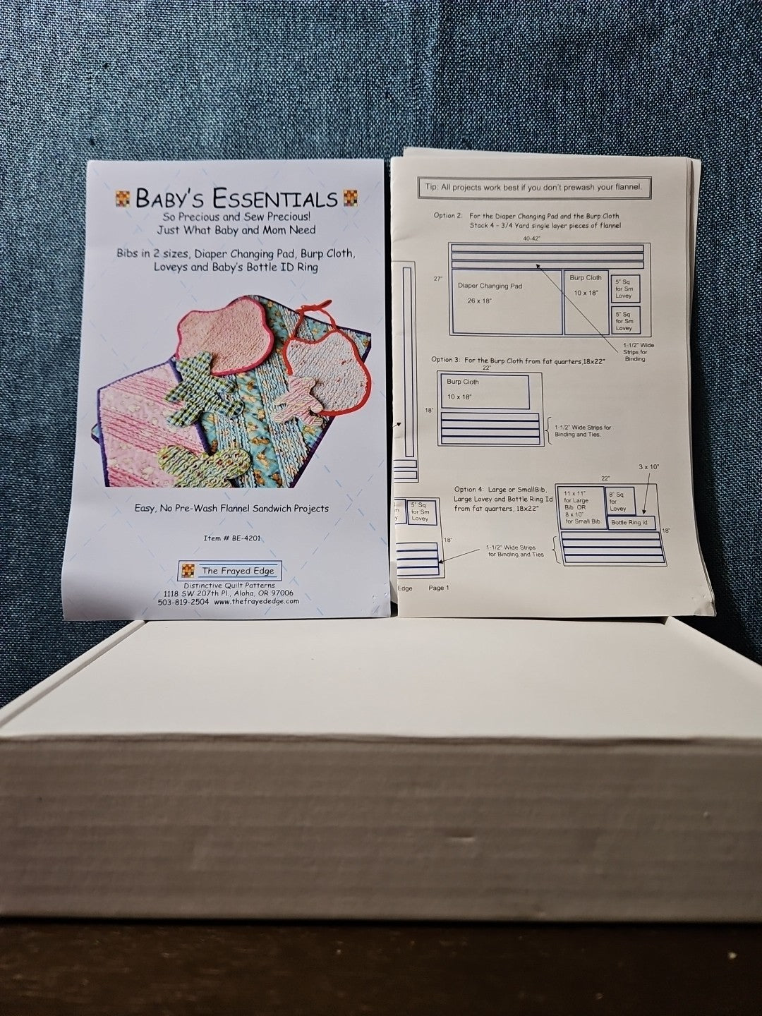 The Frayed Edge Baby's Essentials Pattern BE-4201 | Rag Quilt Flannel Bib Lovey