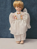 Vintage Porcelain Angel Doll | Blonde Guardian Angel with Halo