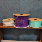Robert Stanley Ribbon Lot 4 Purple Teal Silver Mesh Wired Craft Destash