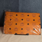 MCM Visetos Envelope Pouch Cognac Monogram Beauty Clutch NIB 200838