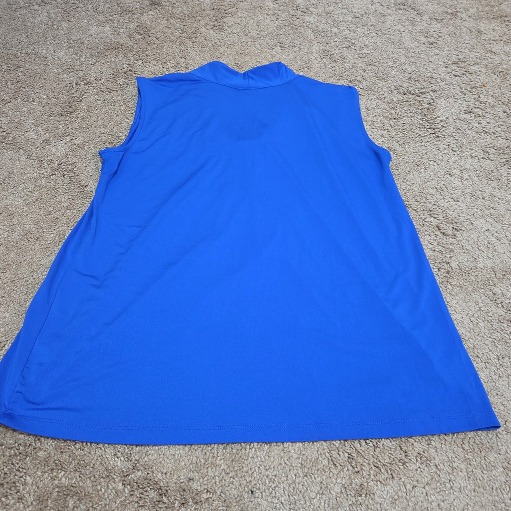 Dana Buchman Draped Neck Blue Sleeveless Top Blouse Gently Used Large