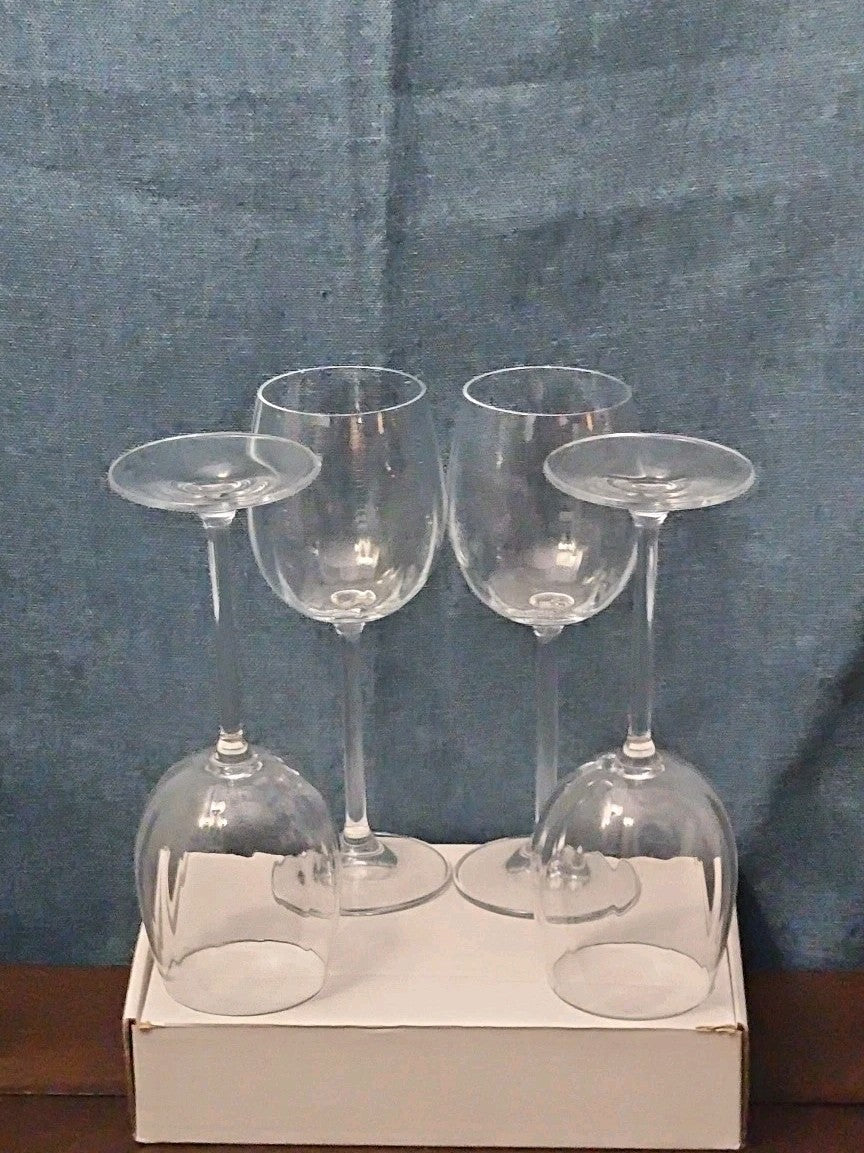 Set of 4 Clear Glass Stemmed Wine Glasses Balloon Bowl All-Purpose Stemware