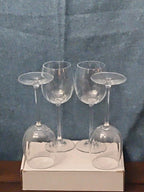 Set of 4 Clear Glass Stemmed Wine Glasses Balloon Bowl All-Purpose Stemware