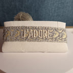 J'Adore Woven Friendship Bracelet Grey Tassel Designer Inspired