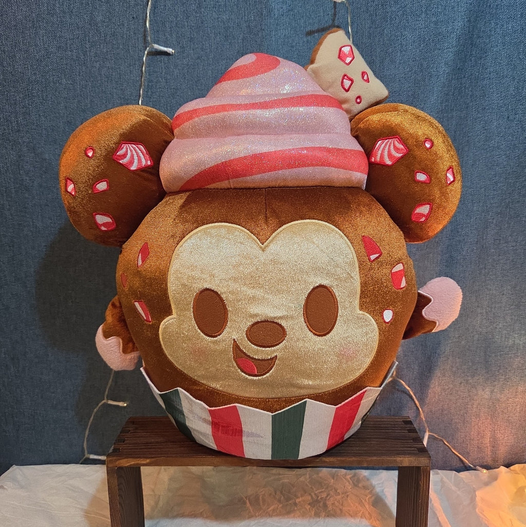 Disney Mickey Mouse Gingerbread Cupcake Plush Toy with Peppermint Accents