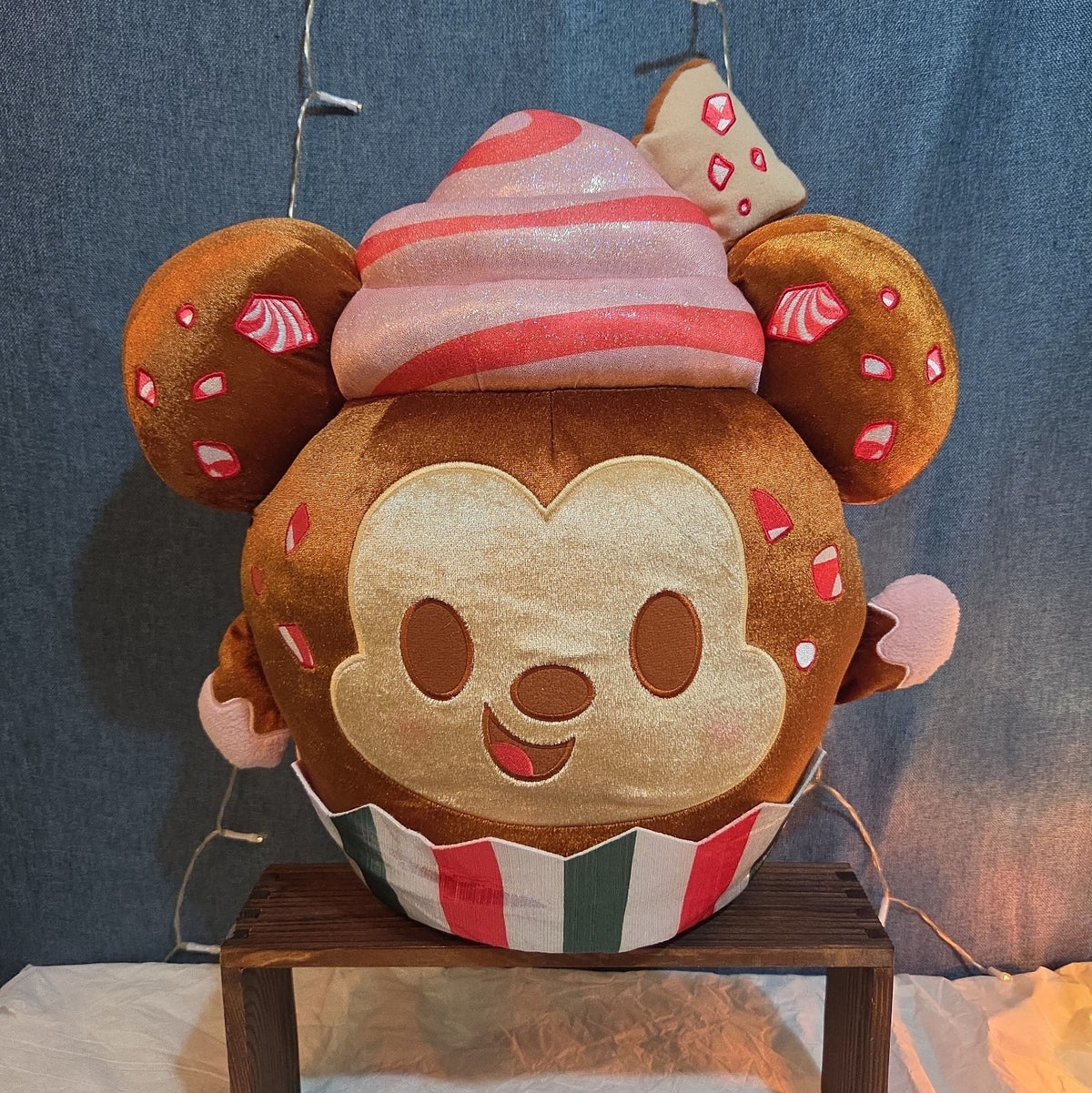 Disney Mickey Mouse Gingerbread Cupcake Plush Toy with Peppermint Accents