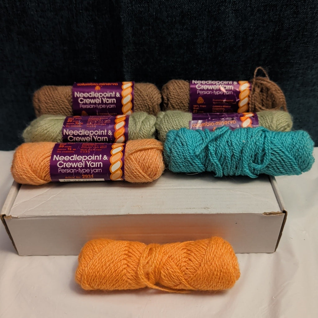 Vintage Columbia Minerva Persian Wool Yarn 7 Skeins 100% Virgin Wool Needlepoint
