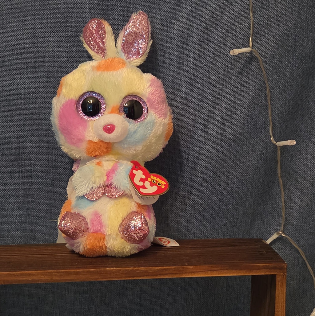 Ty Beanie Boos Bloomy Pastel Bunny Plush 6" Glitter Eyes Easter Bunny