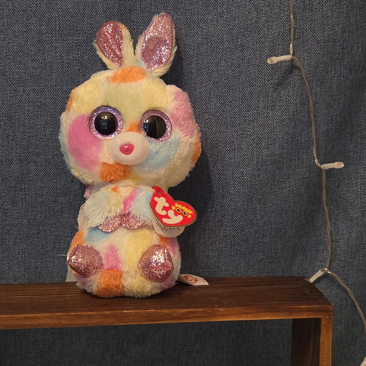 Ty Beanie Boos Bloomy Pastel Bunny Plush 6" Glitter Eyes Easter Bunny