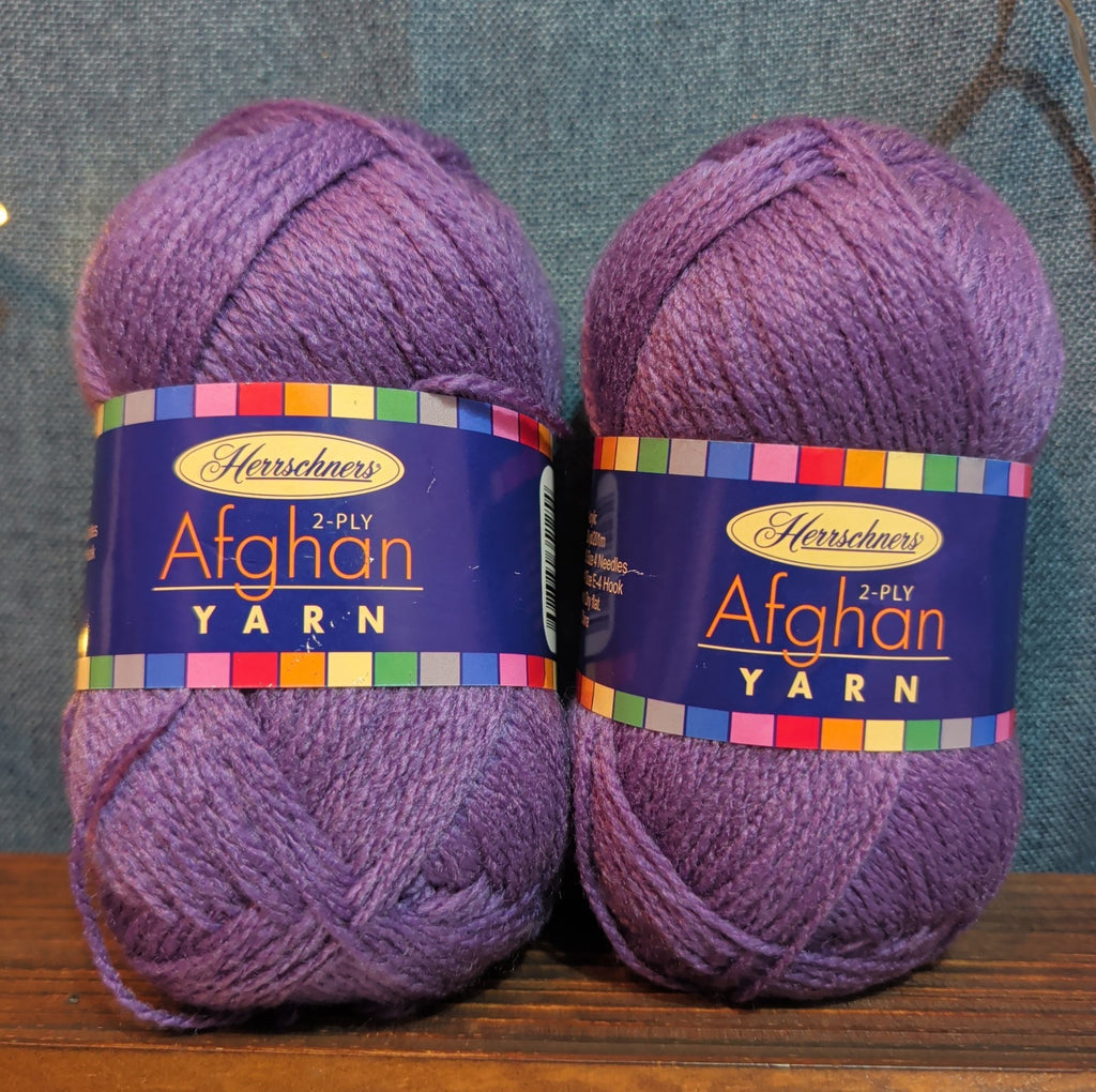Herrschners Afghan Yarn 2 Ply Grape Purple Acrylic 2 Skein Lot