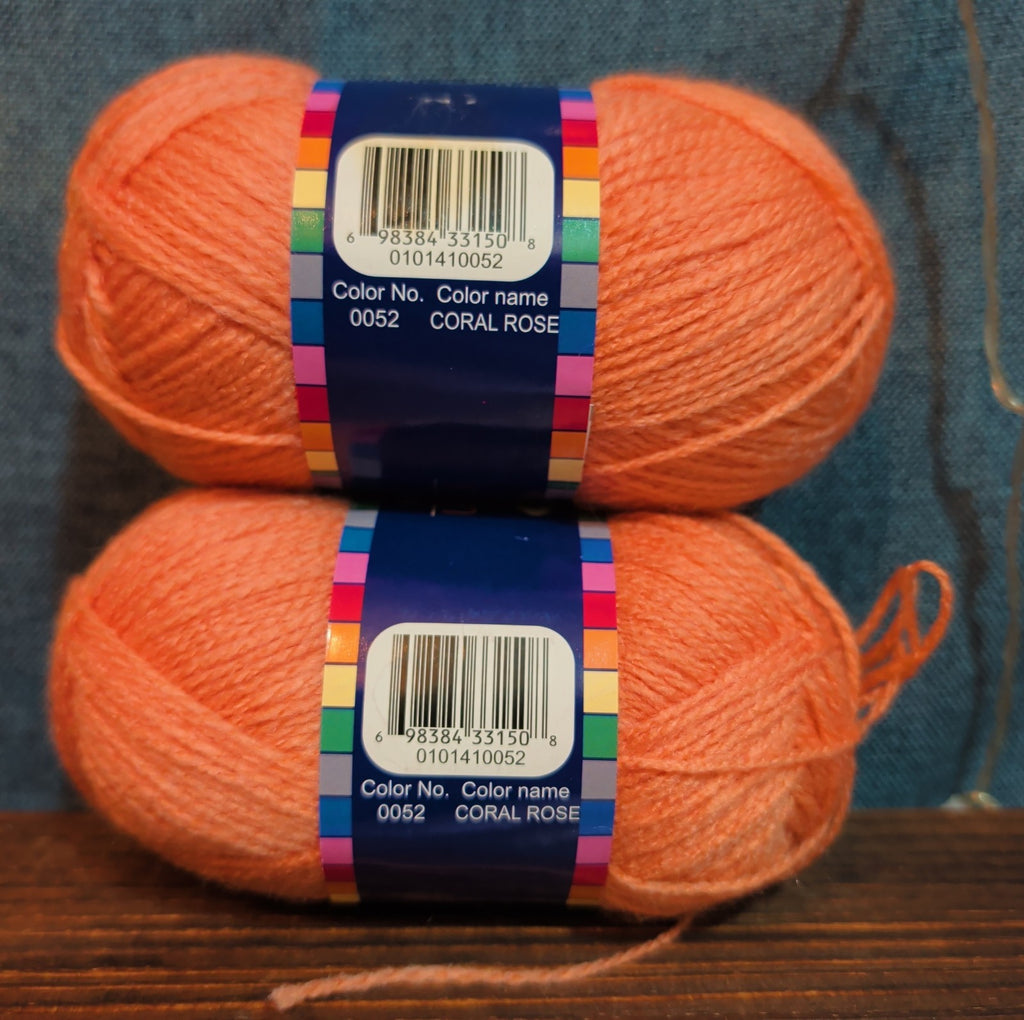 Herrschners Afghan Yarn 2 Ply Coral Rose Acrylic 2 Skein