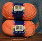 Herrschners Afghan Yarn 2 Ply Coral Rose Acrylic 2 Skein
