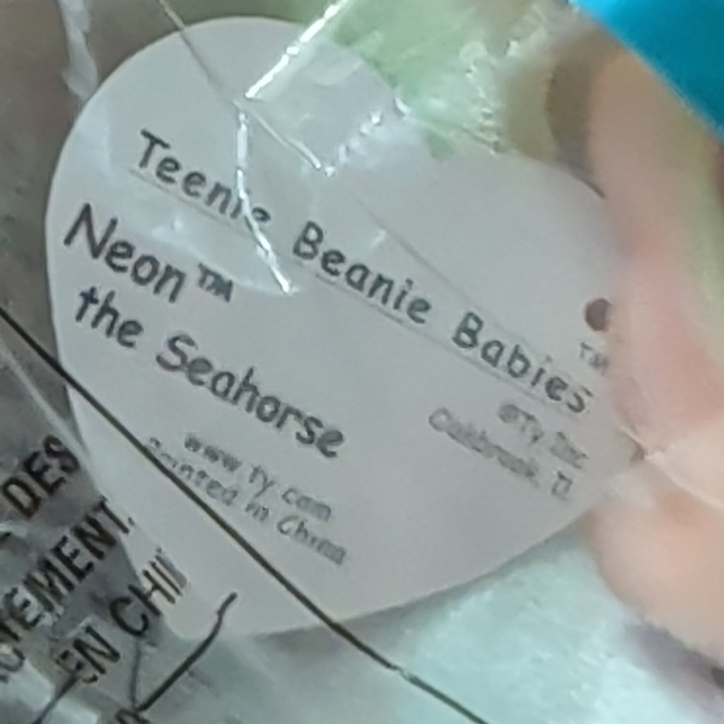 Ty Teenie Beanie Baby Neon Seahorse #13 McDonald’s 2000 Sealed New Toy Retired