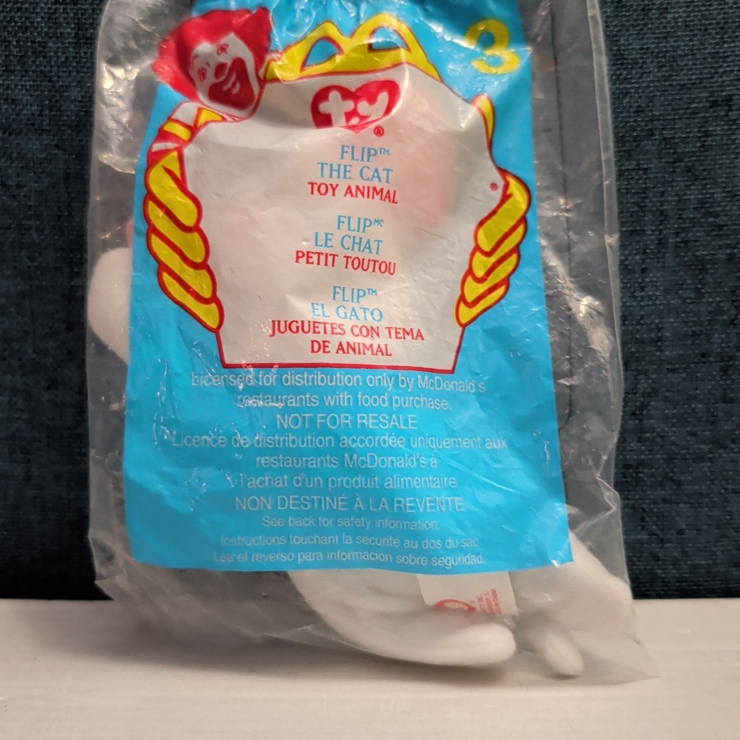 Ty Teenie Beanie Babies Flip the Cat #3 McDonald’s 2000 Sealed New White Cat Toy