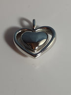 Double Heart Pendant Silver Tone Puffed Charm Y2K