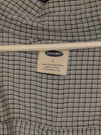 Old Navy Button Down Shirt Men's Large Blue White Grid Check Casual Cotton
