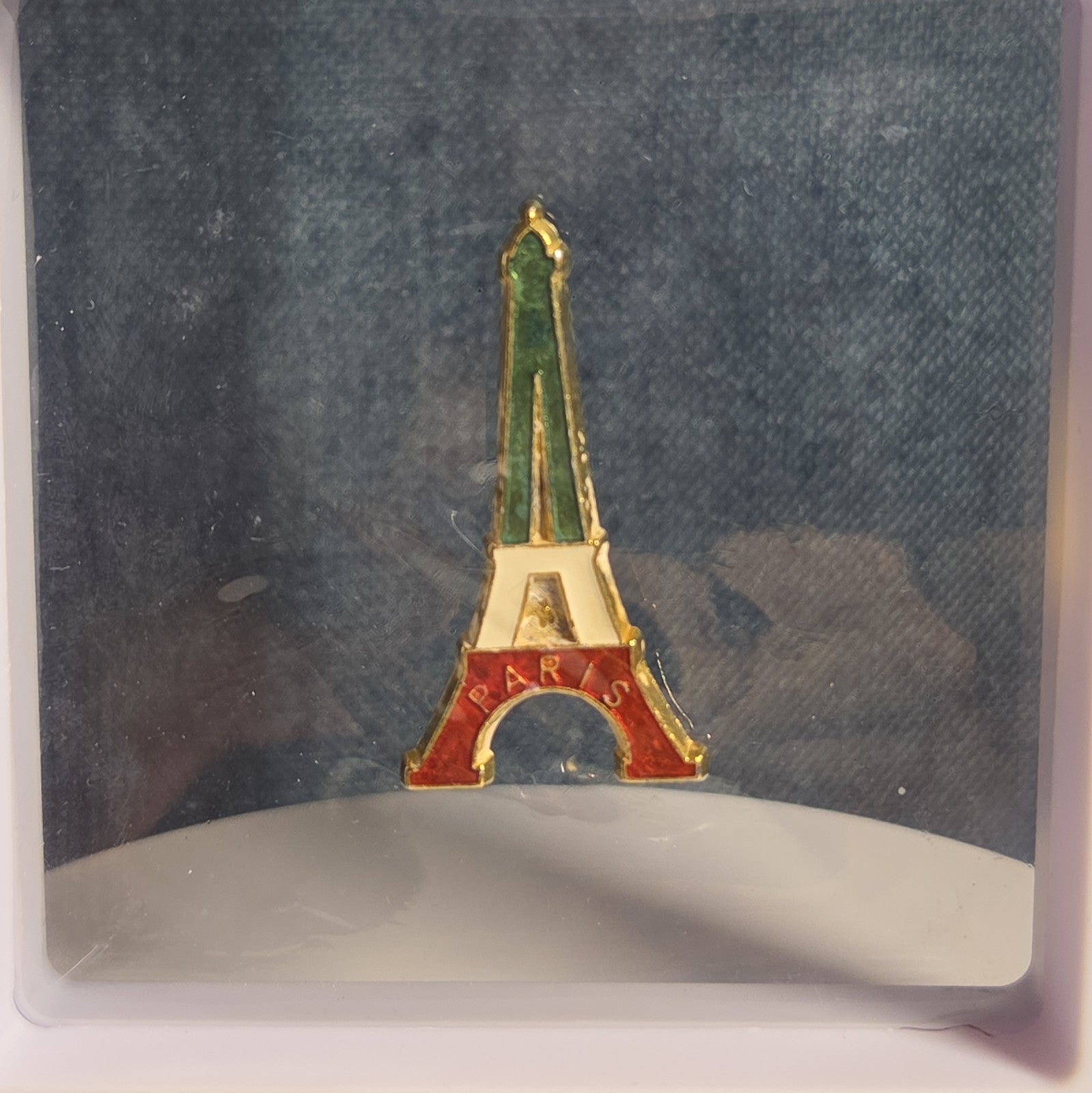 Paris Eiffel Tower Enamel Metal Brooch Vintage Pin