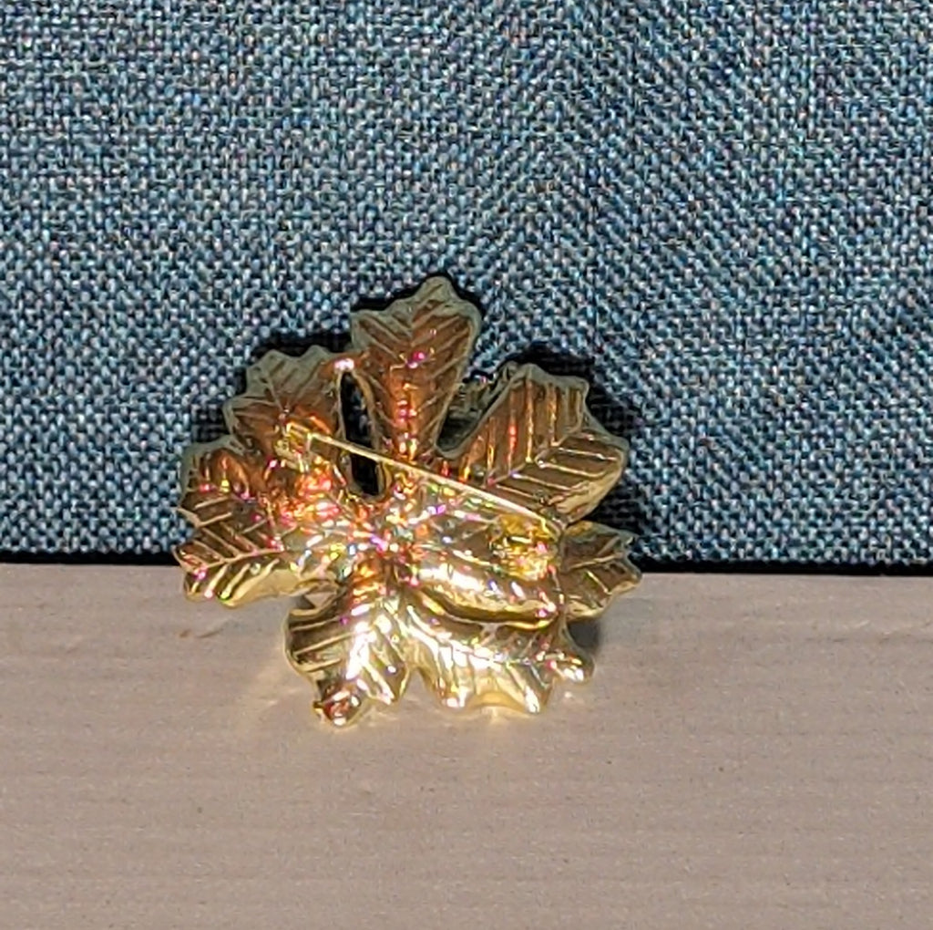 Peony Flower Brooch Pin Gold Tone Faux Pearl Enamel Coquette NWOT