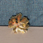 Peony Flower Brooch Pin Gold Tone Faux Pearl Enamel Coquette NWOT