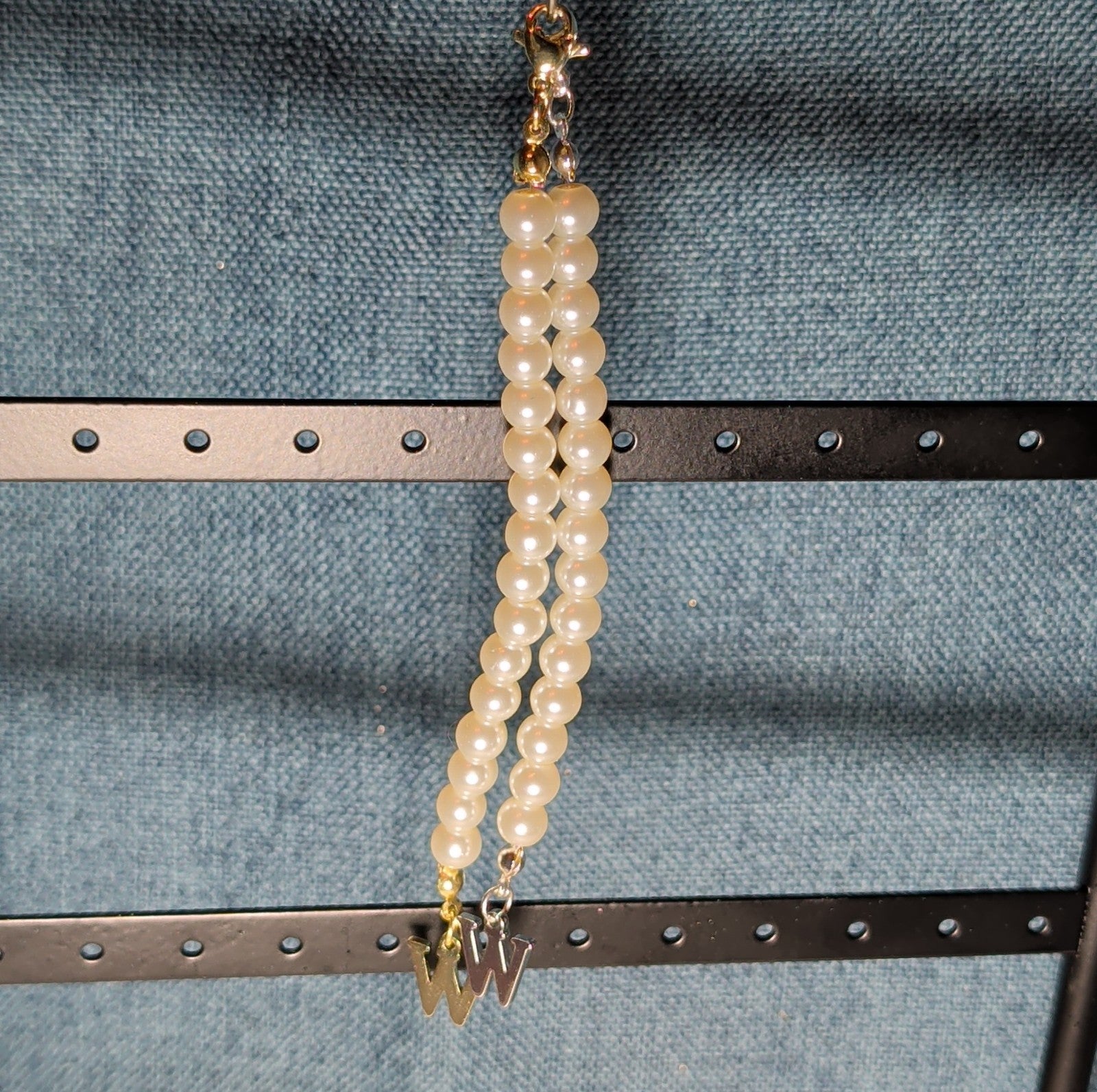 Faux Pearl Purse Charm Gold Silver Tone W Letter Initial