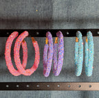 2" Sparkle Glitter Hoop Earrings 3 Pair Set Y2K