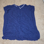 Blue Swim Cover Up Kaftan V-Neck Embroidered Vacation OS