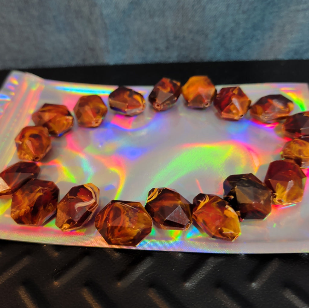 18 Baroque Pre-Drilled Faceted Tortoise Plastic Beads 3oz Craft Lot