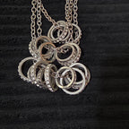NY Collection Silver Tone Triple Chain Rhinestone Ring Cluster Necklace