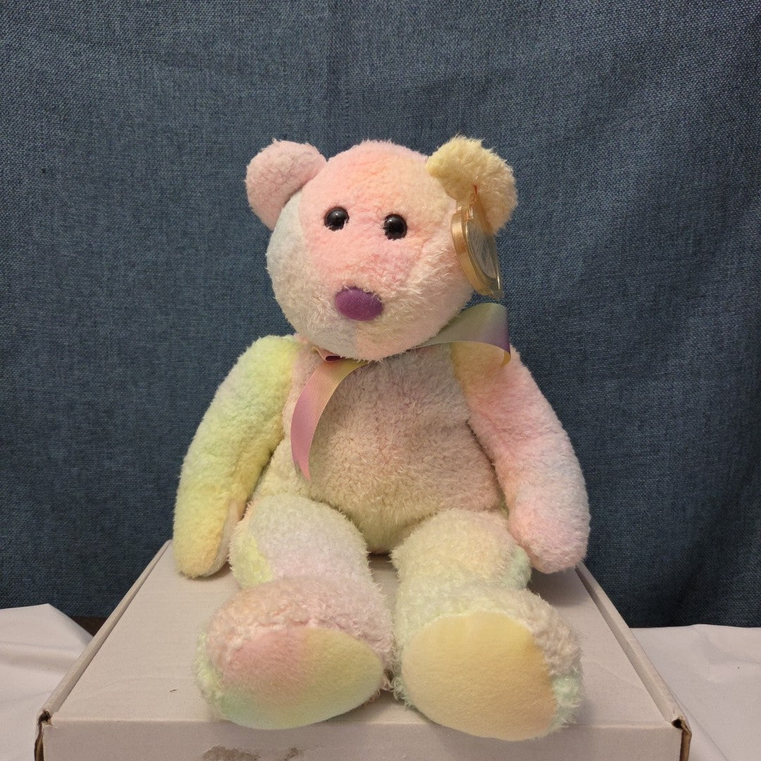 TY Beanie Buddy GROOVY the Bear 1999 | 14" Rainbow Tie-Dye | MWMT Mint Tags