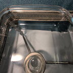 Silver Plated Double Chafer 8 Qt Buffet Server 2 Marinex Glass Pans Lion Feet