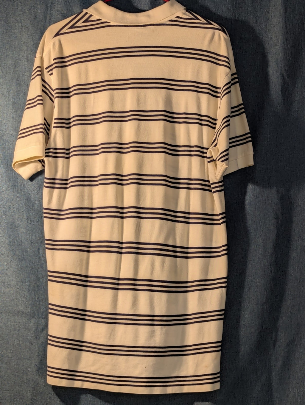 Vintage 90s Polo Ralph Lauren Shirt Men's Large Cream Navy Stripe 