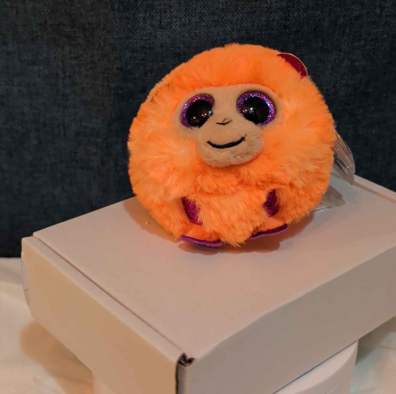 Ty Puffies Coconut The Monkey Plush Toy Orange 3" Glitter Eyes 2021 MWMT